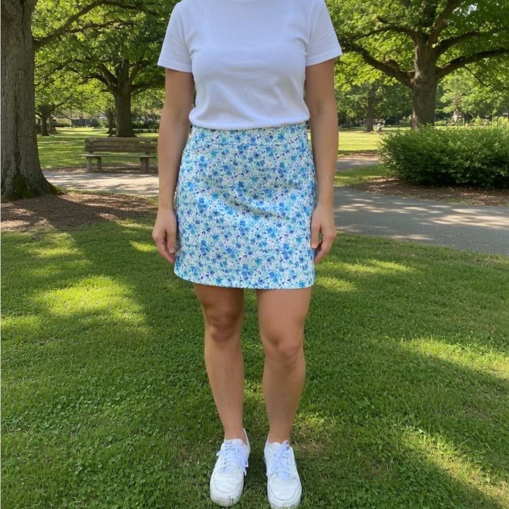 croft & barrow Blue and White Floral Skort